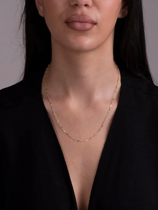 NIB 14K Solid Yellow 1mm Singapore Bar Chain 20" - Picture 7 of 14